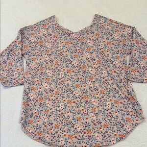 Bobeau Pink and Orange 3/4 sleeve Blouse